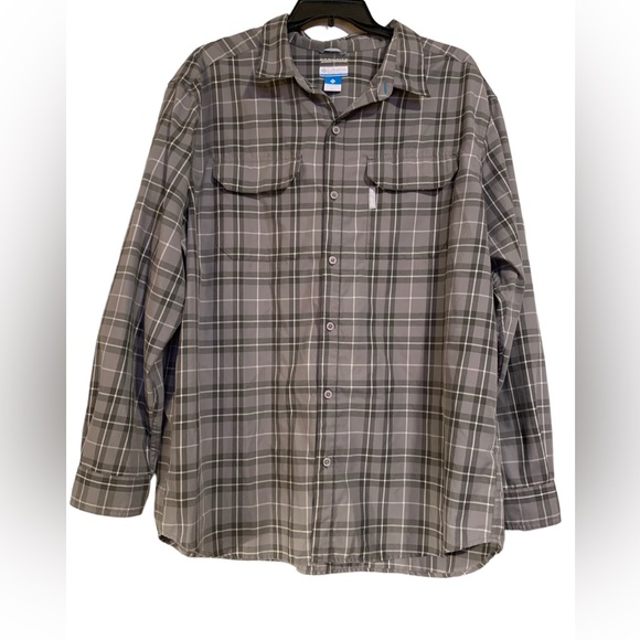 Columbia Other - Columbia Shirt Mens XXL Plaid Gray/Grey Button Up Long Sleeve Omni-Wick shirt